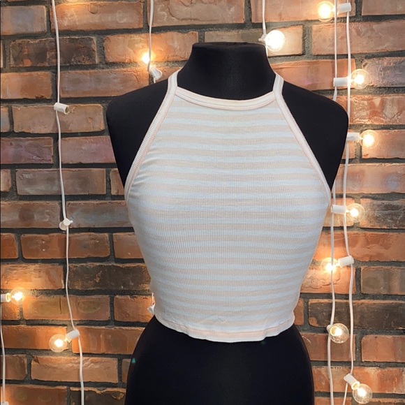 aerie Tops - Aerie Light Pink Striped Tank Top High Neck SP